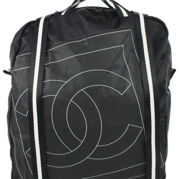 Chanel Black CC Logo Sports Lin Backpack Convertible Tote Bag 5cas928 - Picture 1 of 15